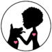 Pet sitting logo of a silhouette of a black woman with an afro petting a dog,